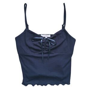 Y2K Babydoll Bow Dark Coquette Tank Top Size Small Black Soft Gothic Romantic